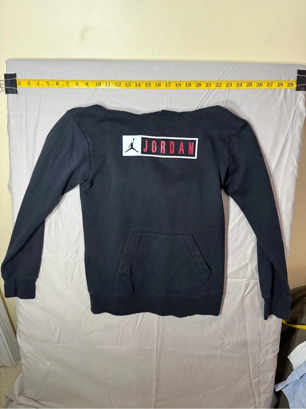 Jordan Black Pullover Hoodie with Red Box Logo